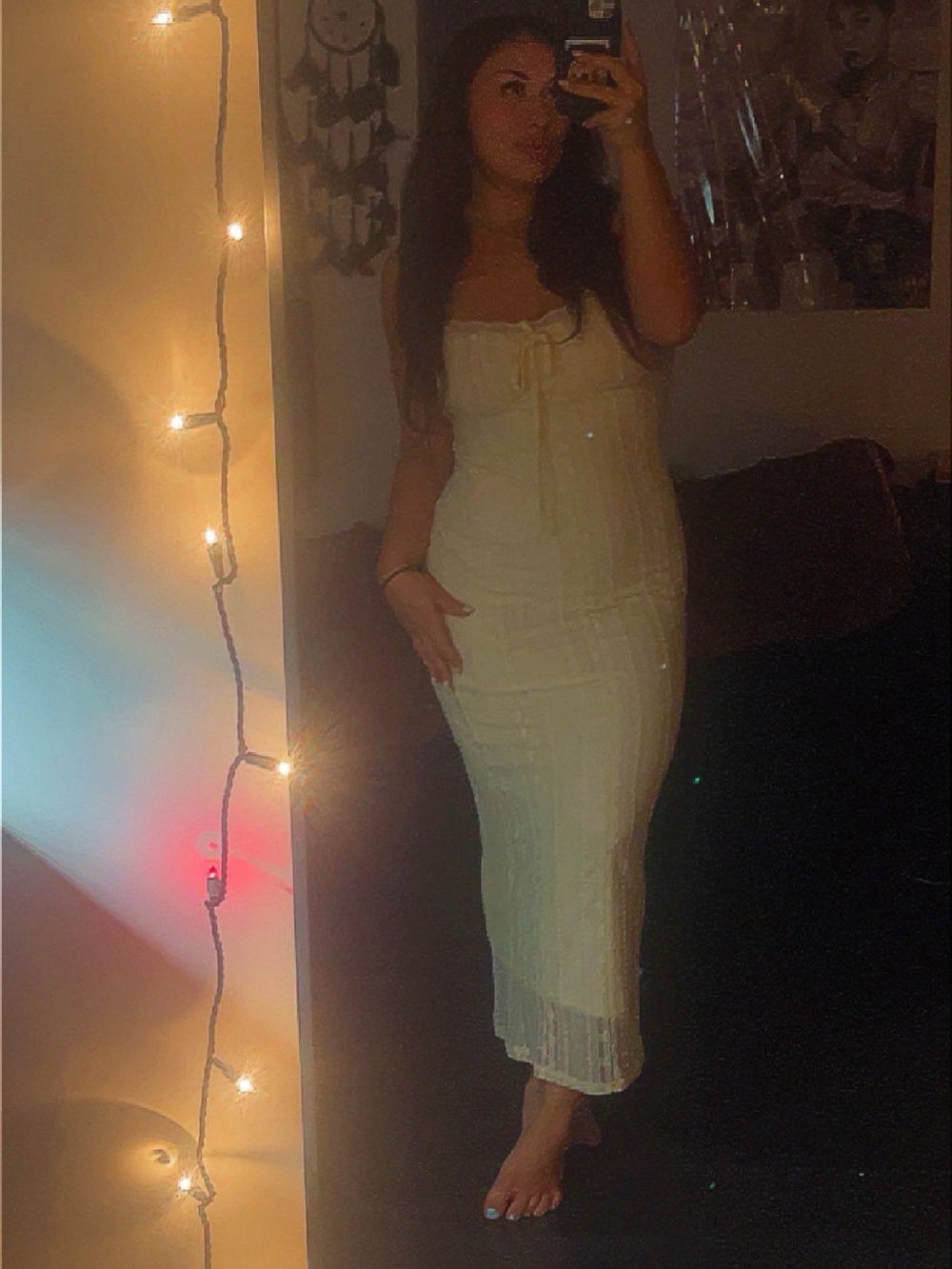 SHEIN Romantic Cream Knit Maxi Dress